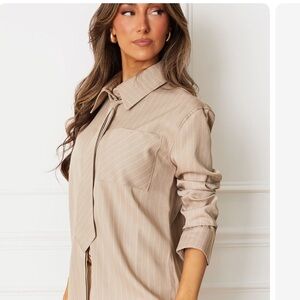 Elegant Beige Striped Women's Top